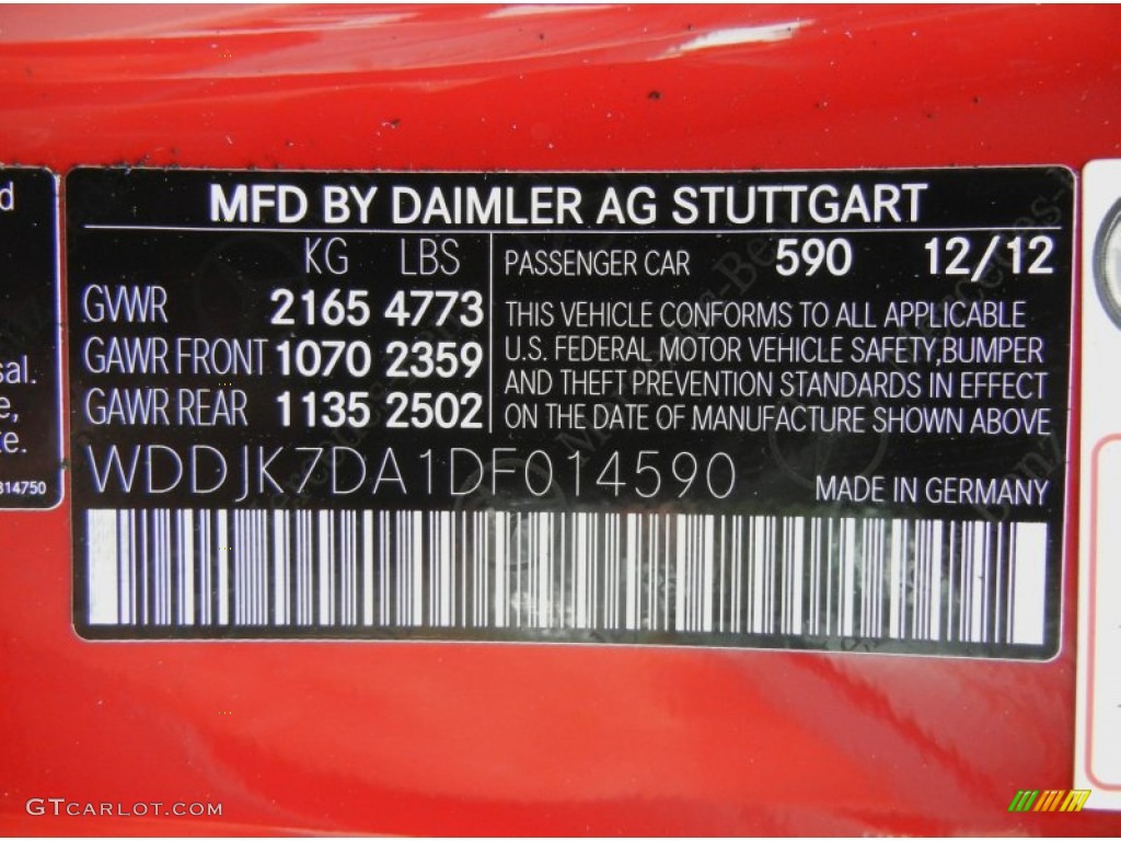 2013 SL Color Code 590 for Mars Red Photo #76921137