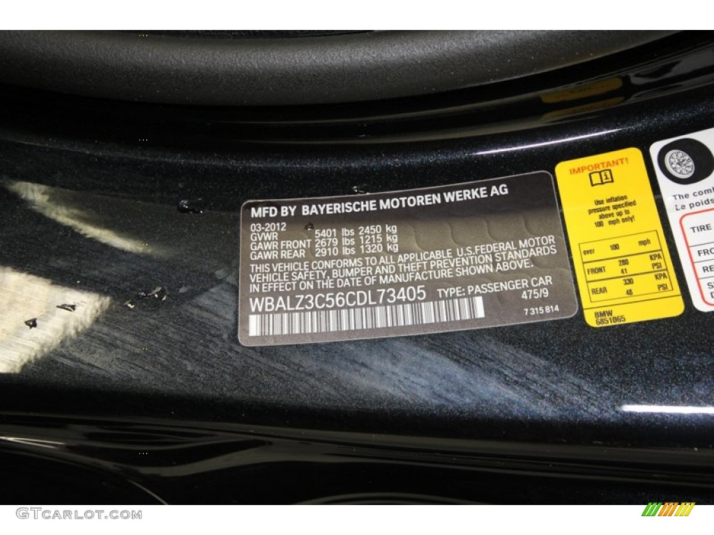 2012 6 Series Color Code 475 for Black Sapphire Metallic Photo #76922280