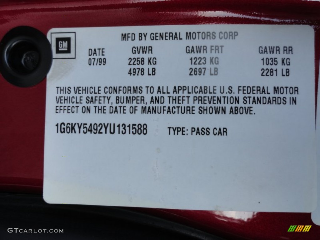 2000 Seville STS - Crimson Pearl / Oatmeal photo #14