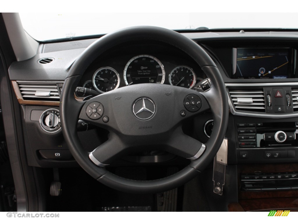 2010 Mercedes-Benz E 350 4Matic Sedan Black Steering Wheel Photo #76925094