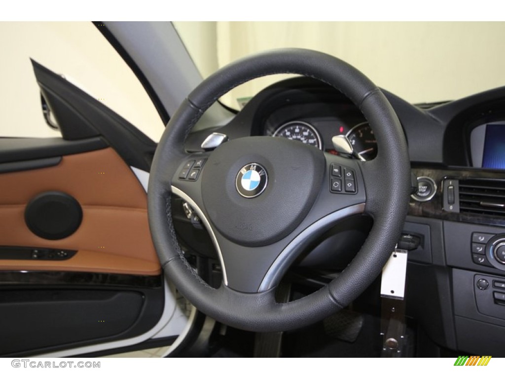 2010 BMW 3 Series 328i Coupe Saddle Brown Dakota Leather Steering Wheel Photo #76926933