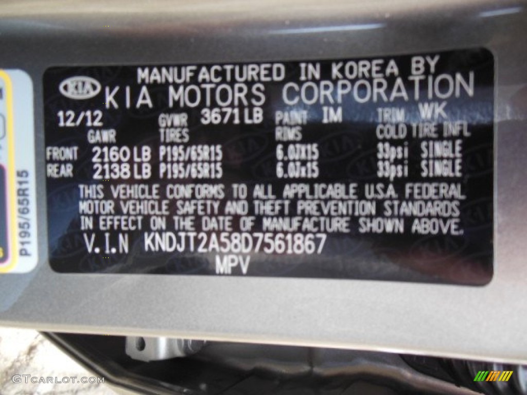 2013 Kia Soul 1.6 Color Code Photos