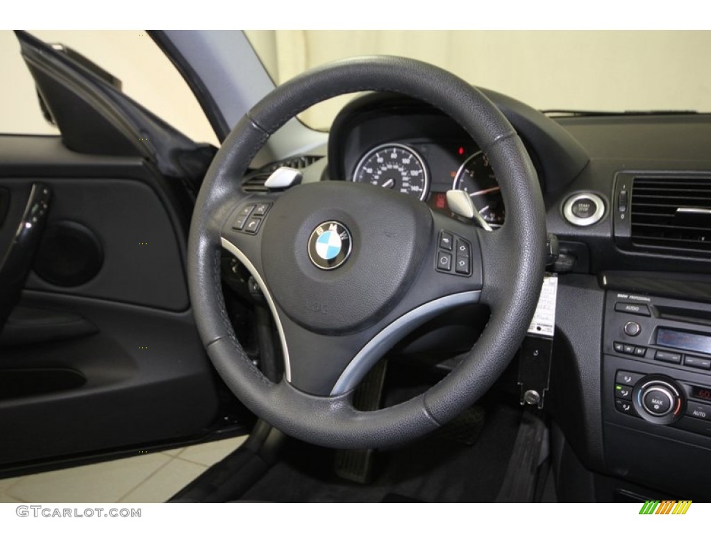 2010 BMW 1 Series 128i Coupe Black Steering Wheel Photo #76934275