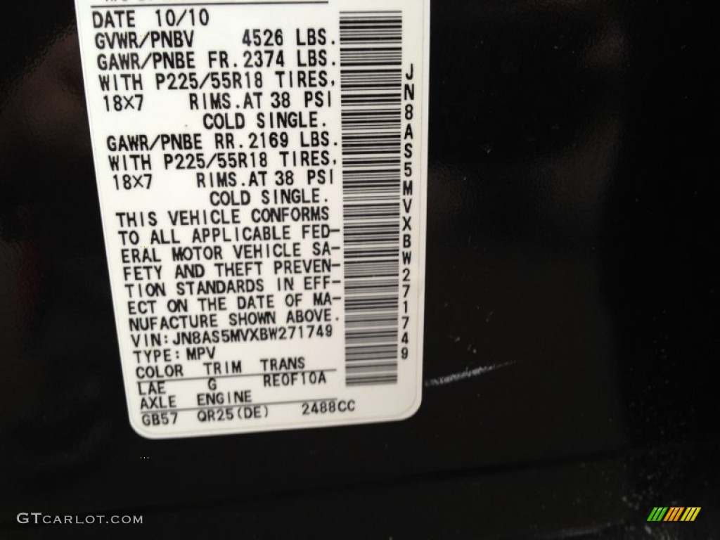 2011 Rogue SL AWD - Black Amethyst / Black photo #12