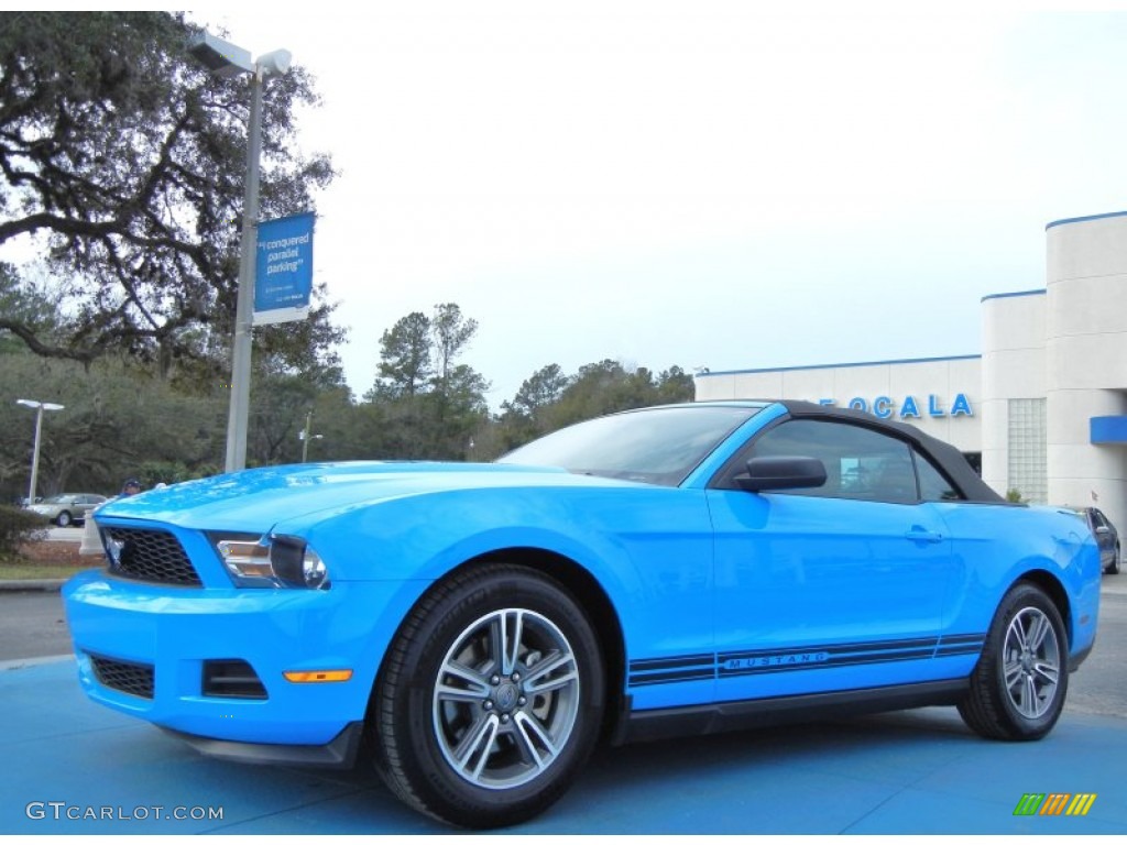 2012 Mustang V6 Premium Convertible - Grabber Blue / Charcoal Black photo #1