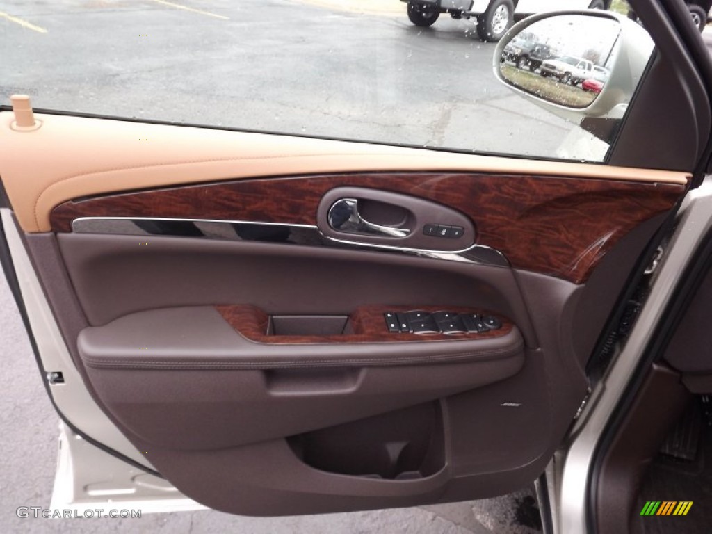 2013 Buick Enclave Leather Choccachino Leather Door Panel Photo #76942611
