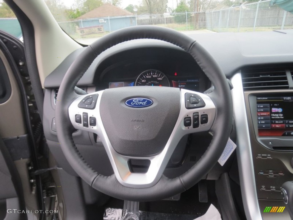 2013 Ford Edge SEL Charcoal Black Steering Wheel Photo #76943062
