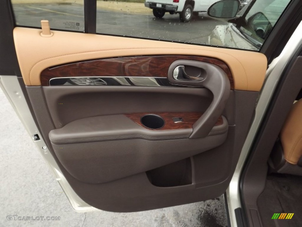 2013 Buick Enclave Leather Choccachino Leather Door Panel Photo #76943180