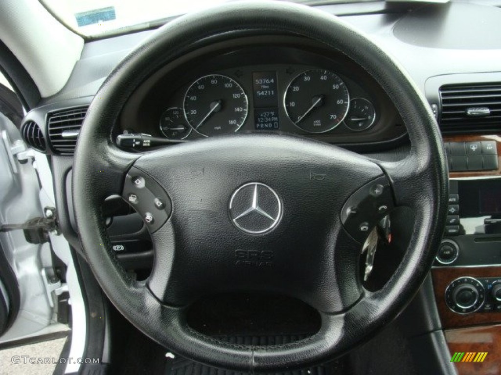 2006 Mercedes-Benz C 280 4Matic Luxury Black Steering Wheel Photo #76944291