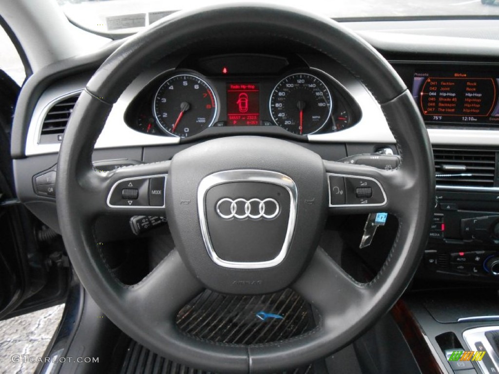 2010 Audi A4 2.0T quattro Sedan Black Steering Wheel Photo #76945402