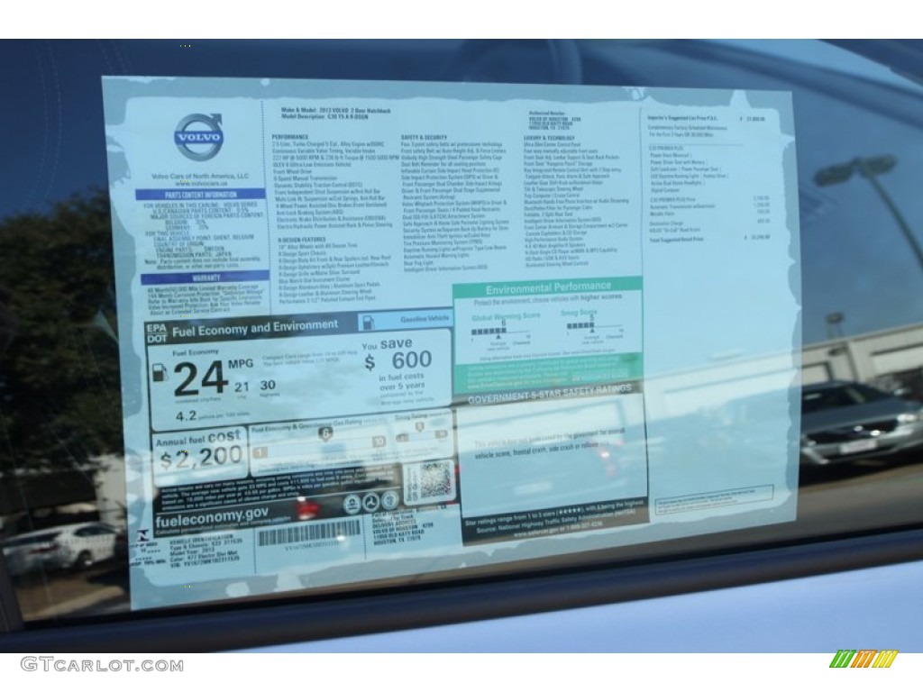 2013 Volvo C30 T5 R-Design Window Sticker Photos