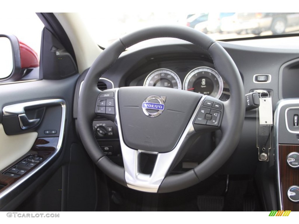 2013 Volvo S60 T6 AWD Soft Beige Steering Wheel Photo #76948555