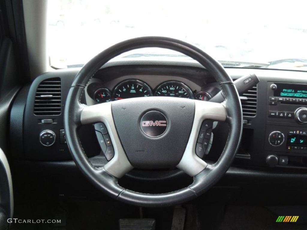 2009 GMC Sierra 1500 SLE Crew Cab Ebony Steering Wheel Photo #76964347