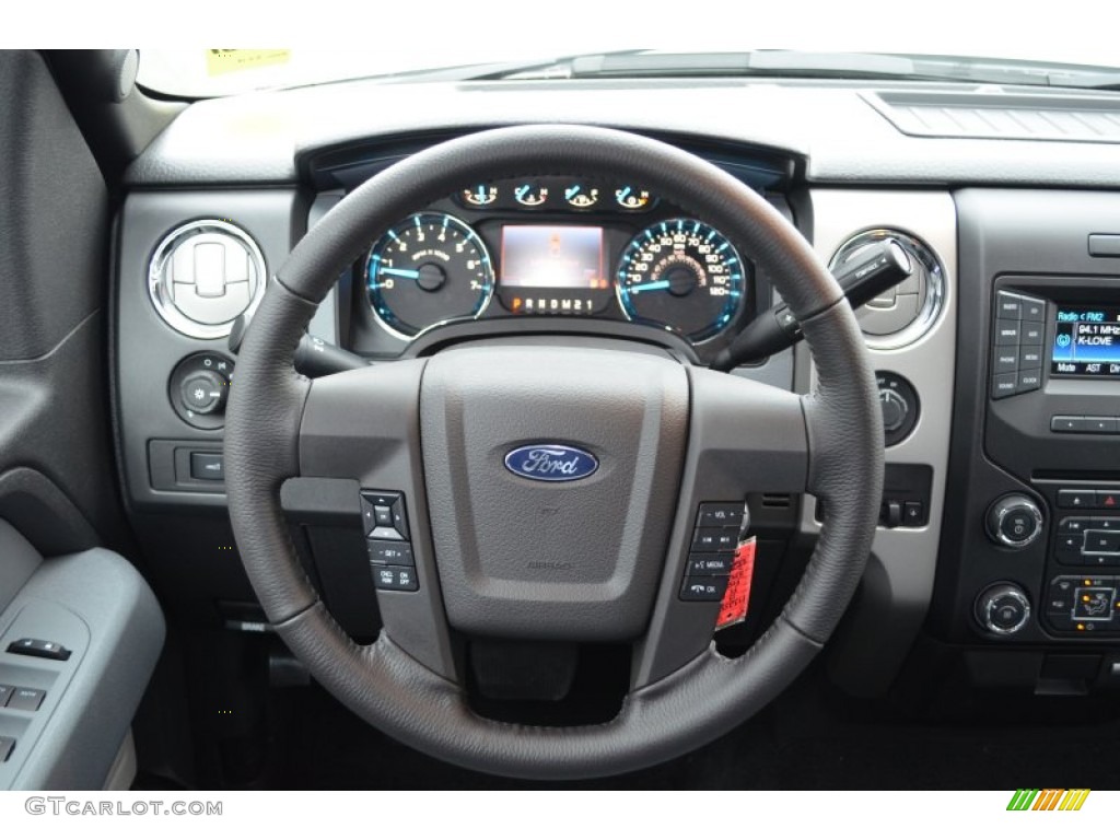 2013 Ford F150 XLT SuperCrew Steel Gray Steering Wheel Photo #76969543