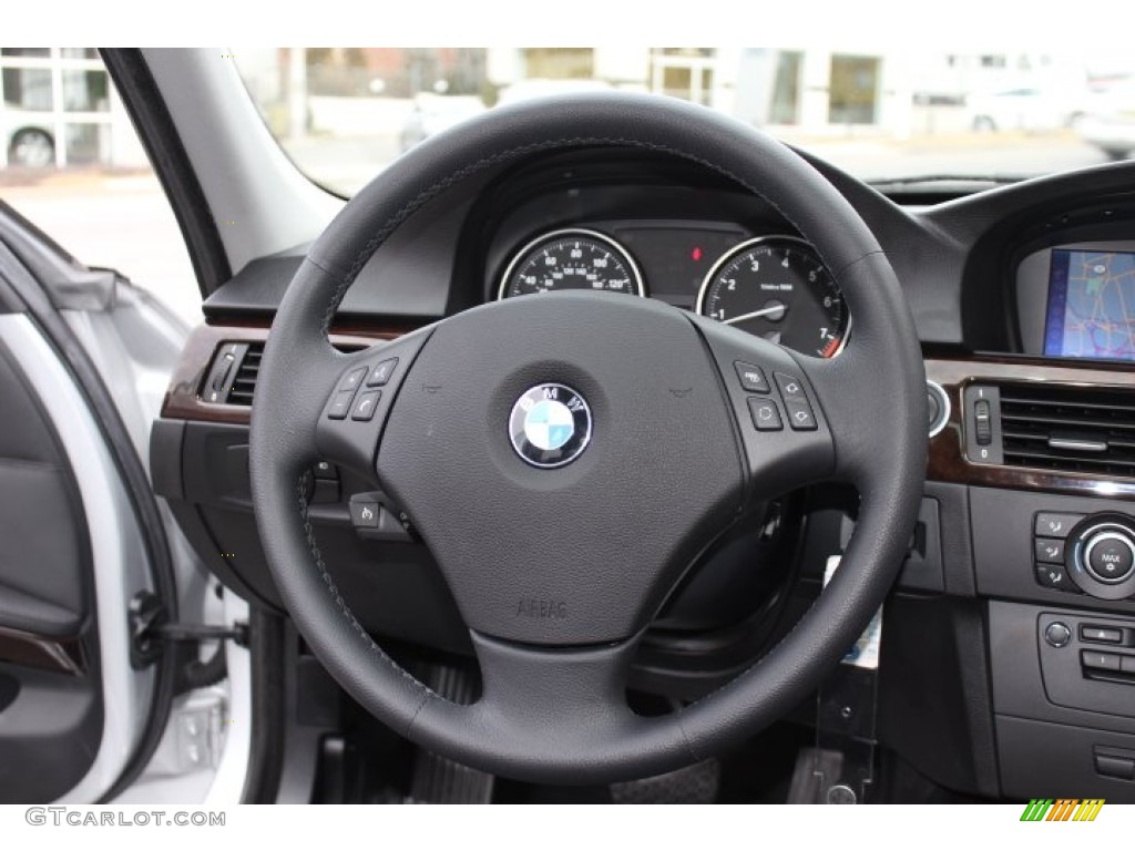 2010 BMW 3 Series 328i xDrive Sedan Black Steering Wheel Photo #76969924