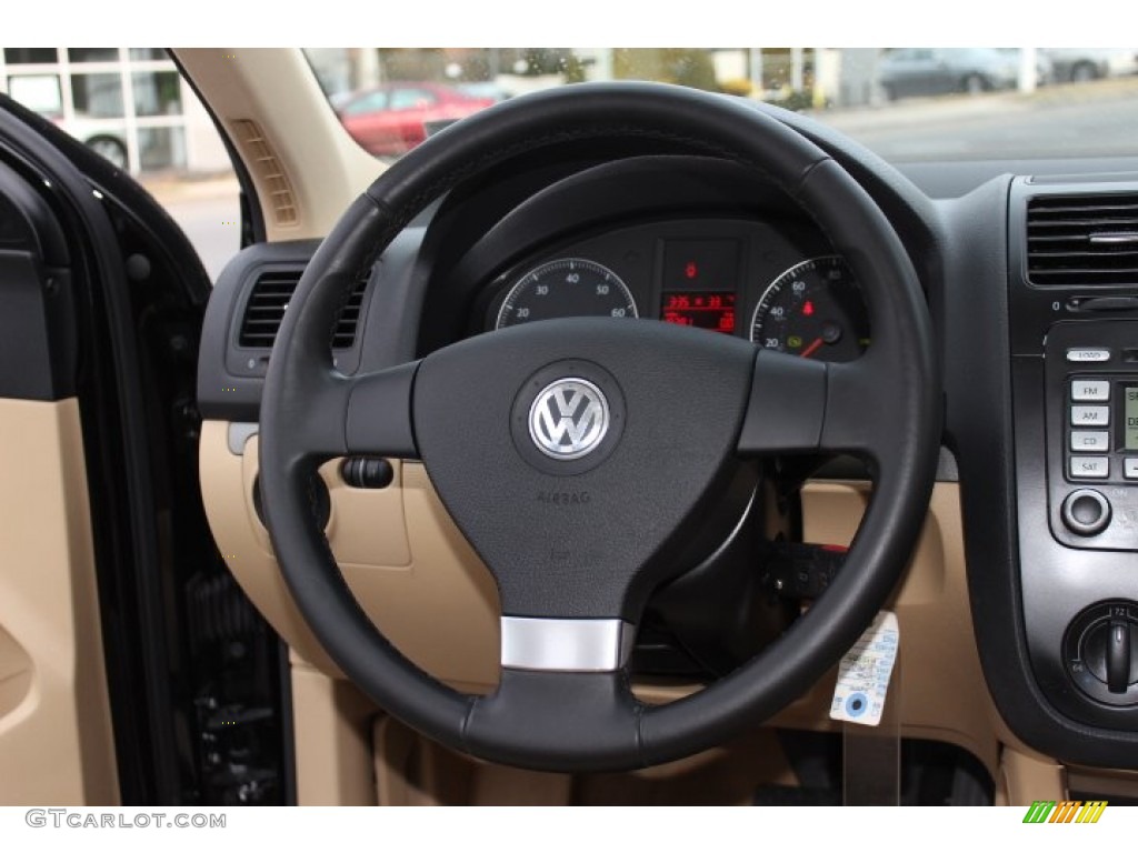 2009 Volkswagen Jetta SE Sedan Pure Beige Steering Wheel Photo #76970719