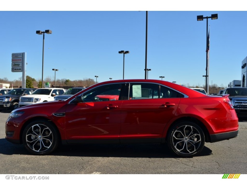 2013 Taurus SHO AWD - Ruby Red Metallic / SHO Charcoal Black/Mayan Gray Miko Suede photo #5