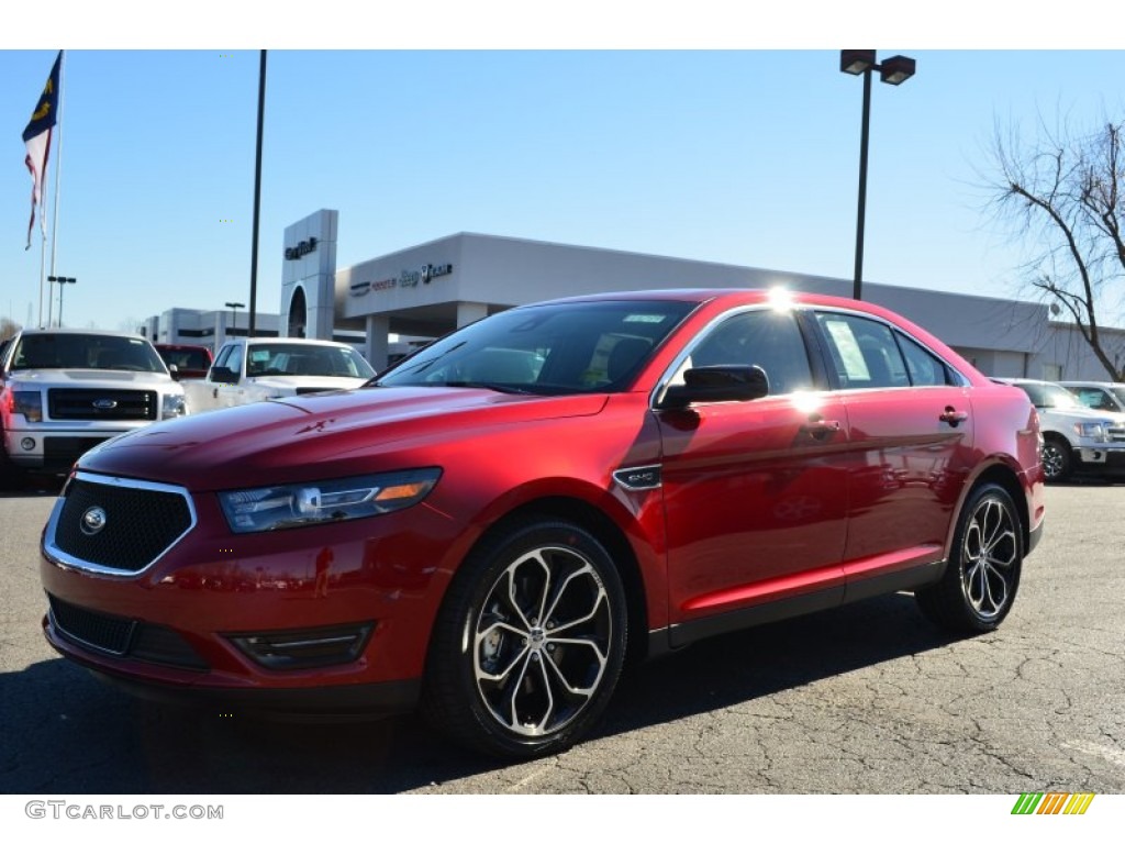 2013 Taurus SHO AWD - Ruby Red Metallic / SHO Charcoal Black/Mayan Gray Miko Suede photo #6