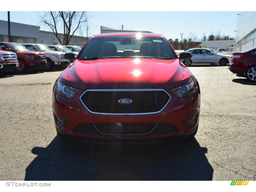 2013 Taurus SHO AWD - Ruby Red Metallic / SHO Charcoal Black/Mayan Gray Miko Suede photo #7
