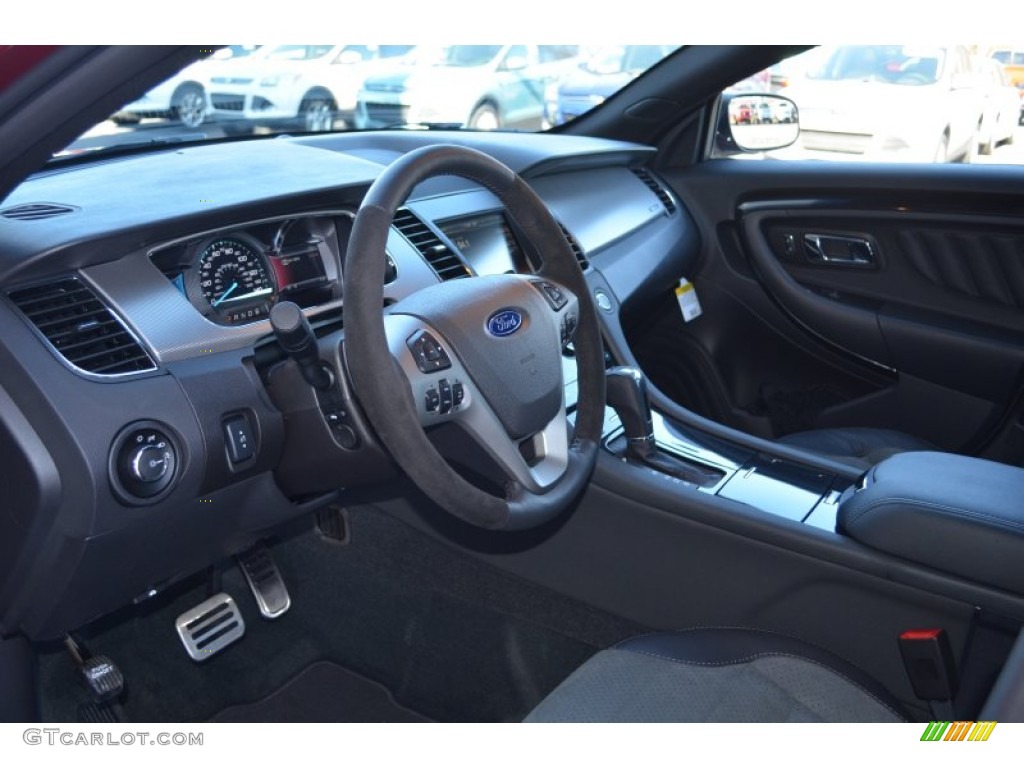 2013 Taurus SHO AWD - Ruby Red Metallic / SHO Charcoal Black/Mayan Gray Miko Suede photo #12