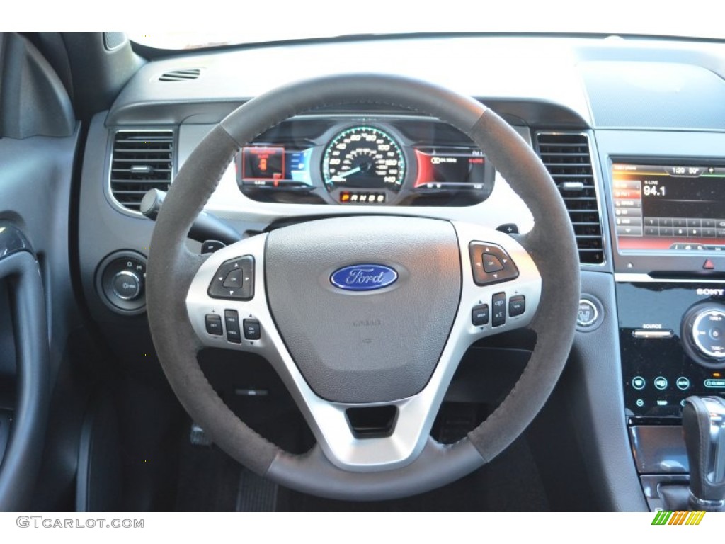 2013 Ford Taurus SHO AWD SHO Charcoal Black/Mayan Gray Miko Suede Steering Wheel Photo #76971684
