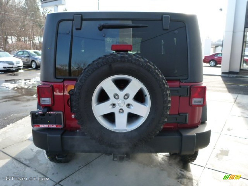 2011 Wrangler Rubicon 4x4 - Deep Cherry Red Crystal Pearl / Black/Dark Saddle photo #4