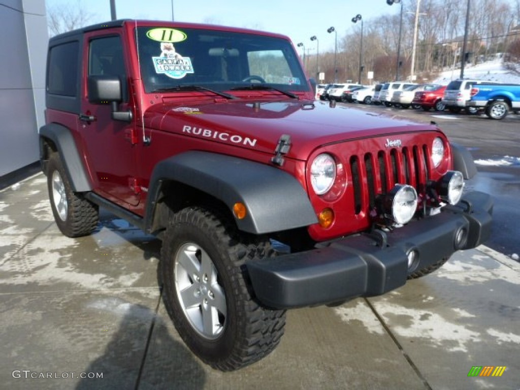 Deep Cherry Red Crystal Pearl 2011 Jeep Wrangler Rubicon 4x4 Exterior Photo #76974085