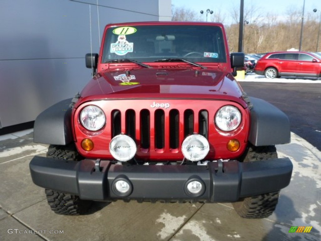 2011 Wrangler Rubicon 4x4 - Deep Cherry Red Crystal Pearl / Black/Dark Saddle photo #7