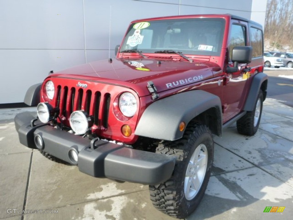 2011 Wrangler Rubicon 4x4 - Deep Cherry Red Crystal Pearl / Black/Dark Saddle photo #8