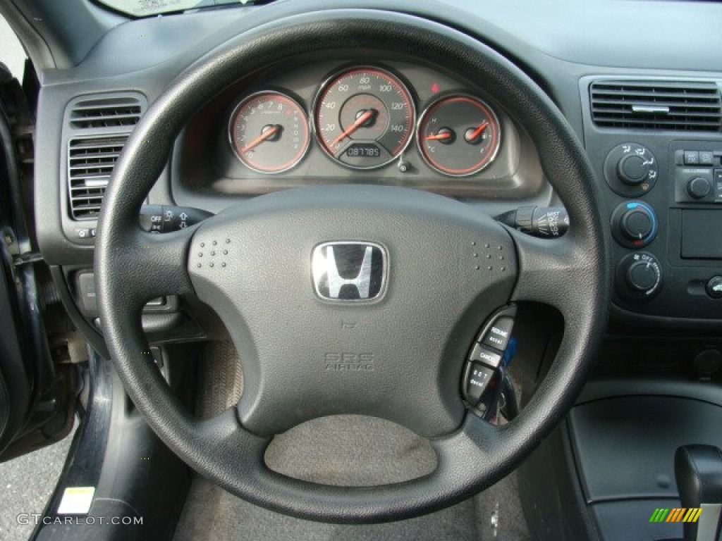 2004 Honda Civic EX Coupe Black Steering Wheel Photo #76975003