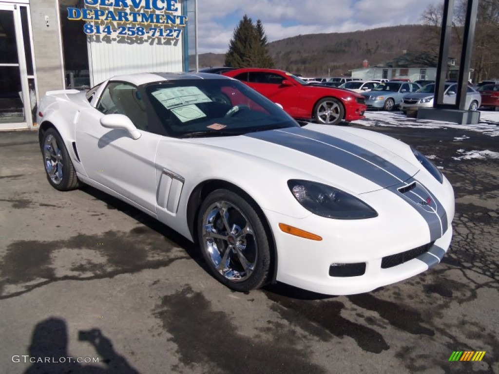 2013 Corvette Grand Sport Coupe - Arctic White/60th Anniversary Pearl Silver Blue Stripes / Diamond Blue/60th Anniversary Design Package photo #9