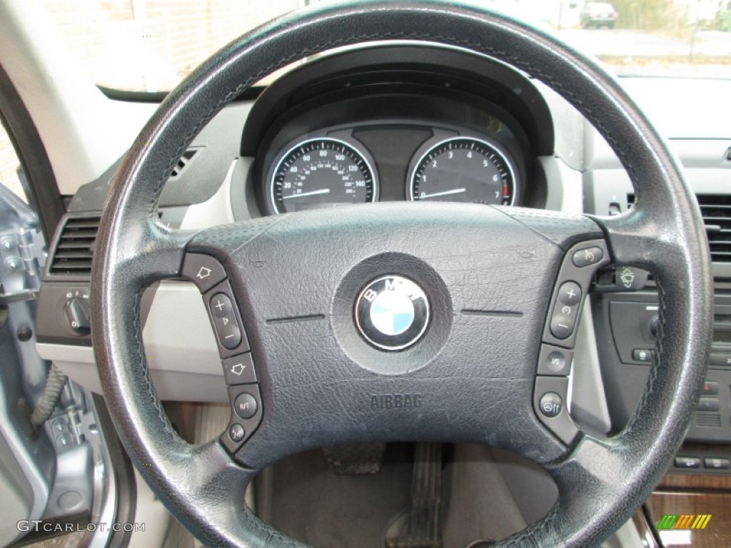 2006 BMW X3 3.0i Grey Steering Wheel Photo #76977127
