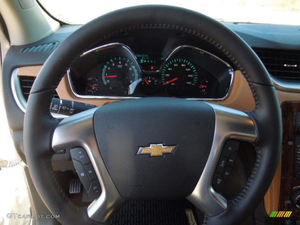 2013 Chevrolet Traverse LTZ Ebony/Mojave Steering Wheel Photo #76978693