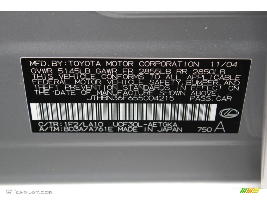 2005 LS Color Code 1F2 for Mercury Metallic Photo #76981828