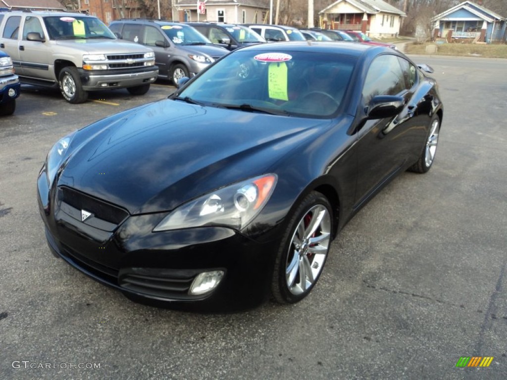 2011 Genesis Coupe 2.0T R Spec - Bathurst Black / Black Leather/Red Cloth photo #2