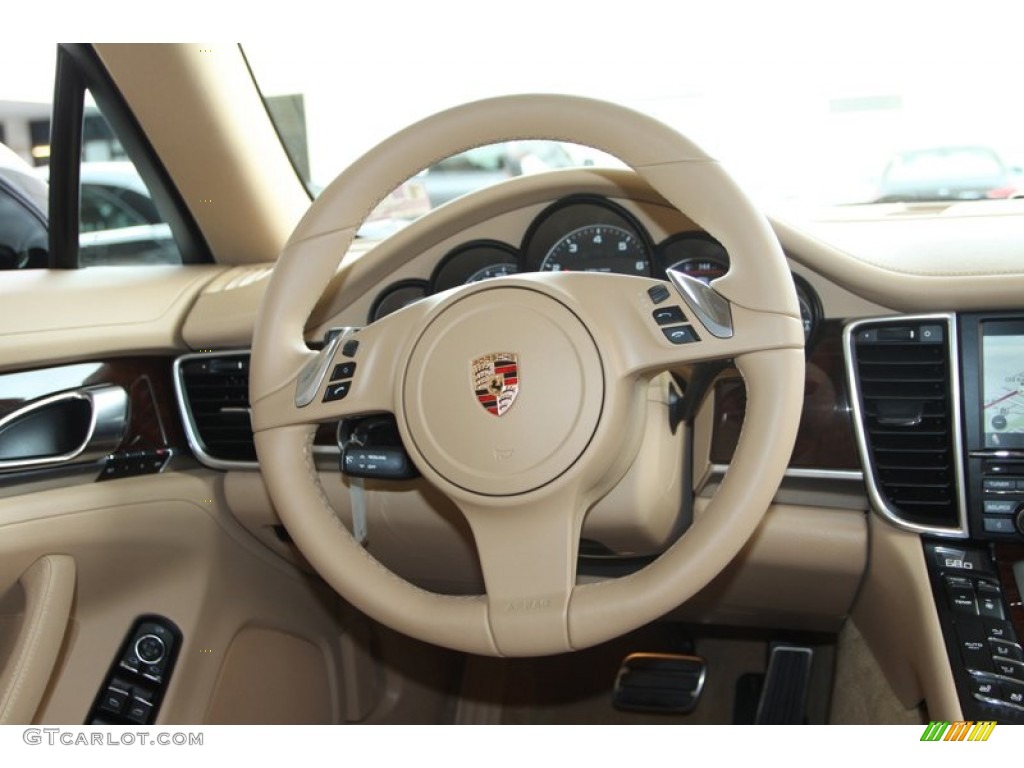 2012 Porsche Panamera V6 Luxor Beige Steering Wheel Photo #76982833