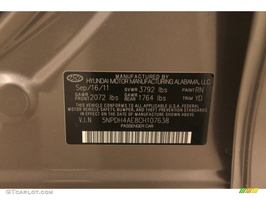 2012 Elantra Limited - Desert Bronze / Beige photo #36