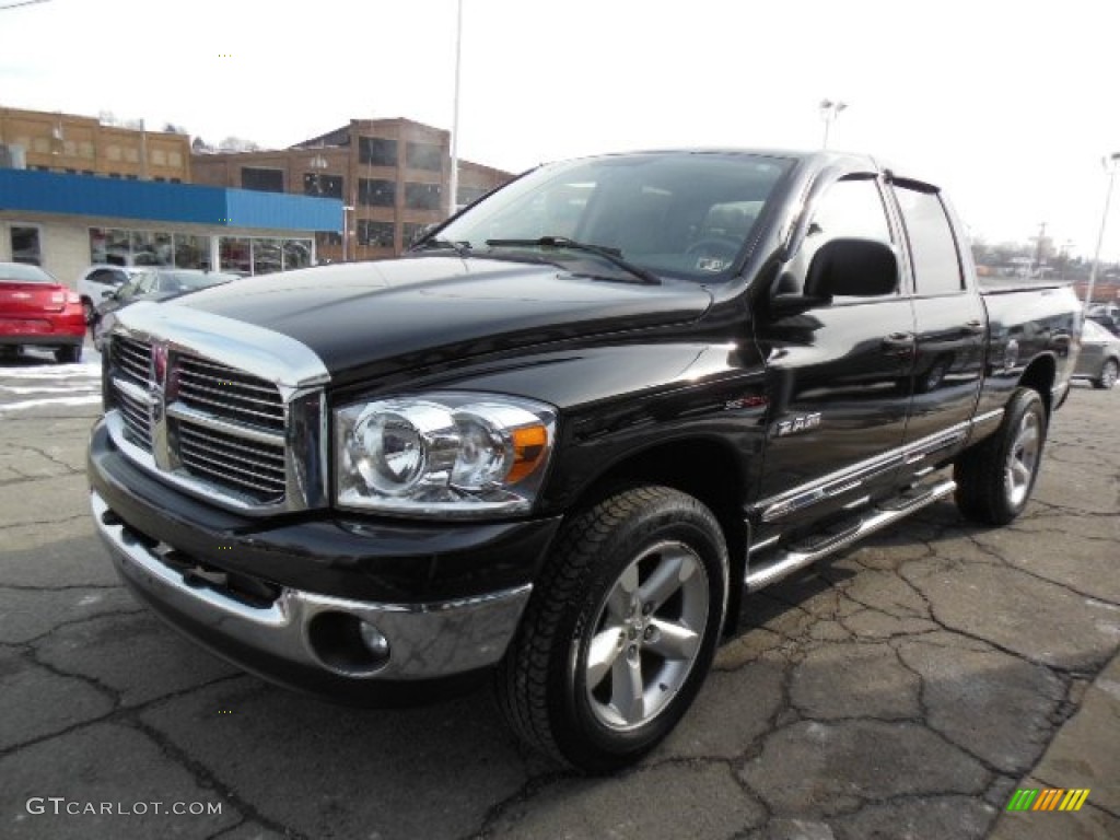 Brilliant Black Crystal Pearl 2008 Dodge Ram 1500 Big Horn Edition Quad Cab 4x4 Exterior Photo #76985371