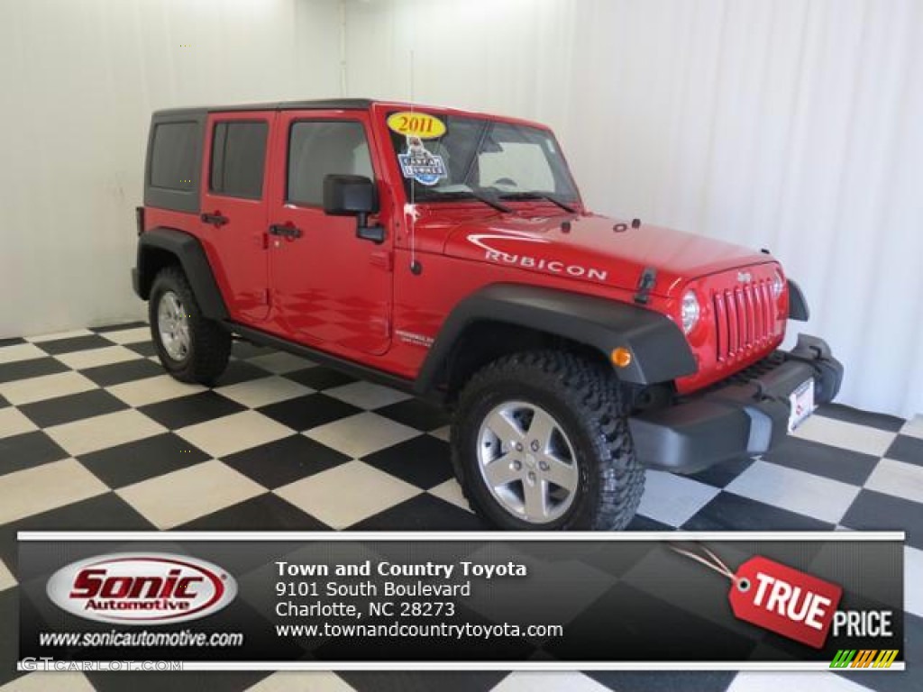 2011 Wrangler Unlimited Rubicon 4x4 - Flame Red / Black photo #1