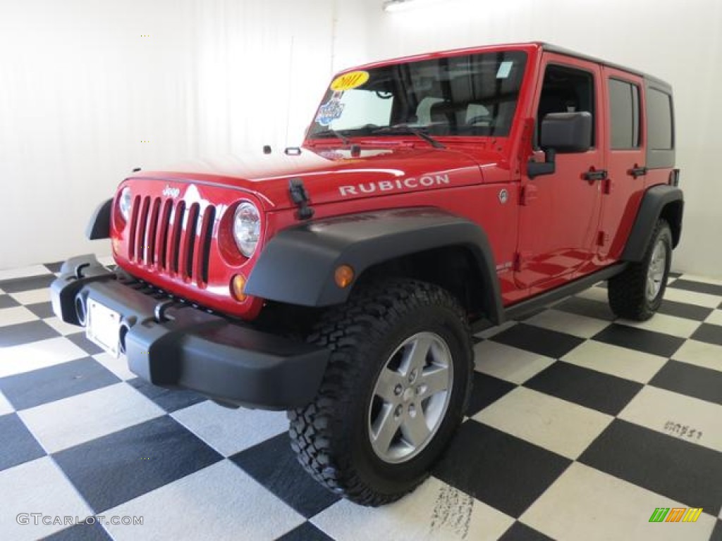 2011 Wrangler Unlimited Rubicon 4x4 - Flame Red / Black photo #3