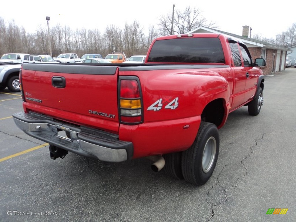Victory Red 2001 Chevrolet Silverado 3500 LT Extended Cab 4x4 Dually Exterior Photo #76990596