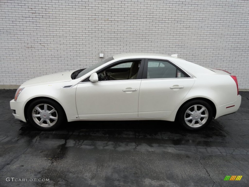 2009 CTS 4 AWD Sedan - White Diamond Tri-Coat / Cashmere/Cocoa photo #7