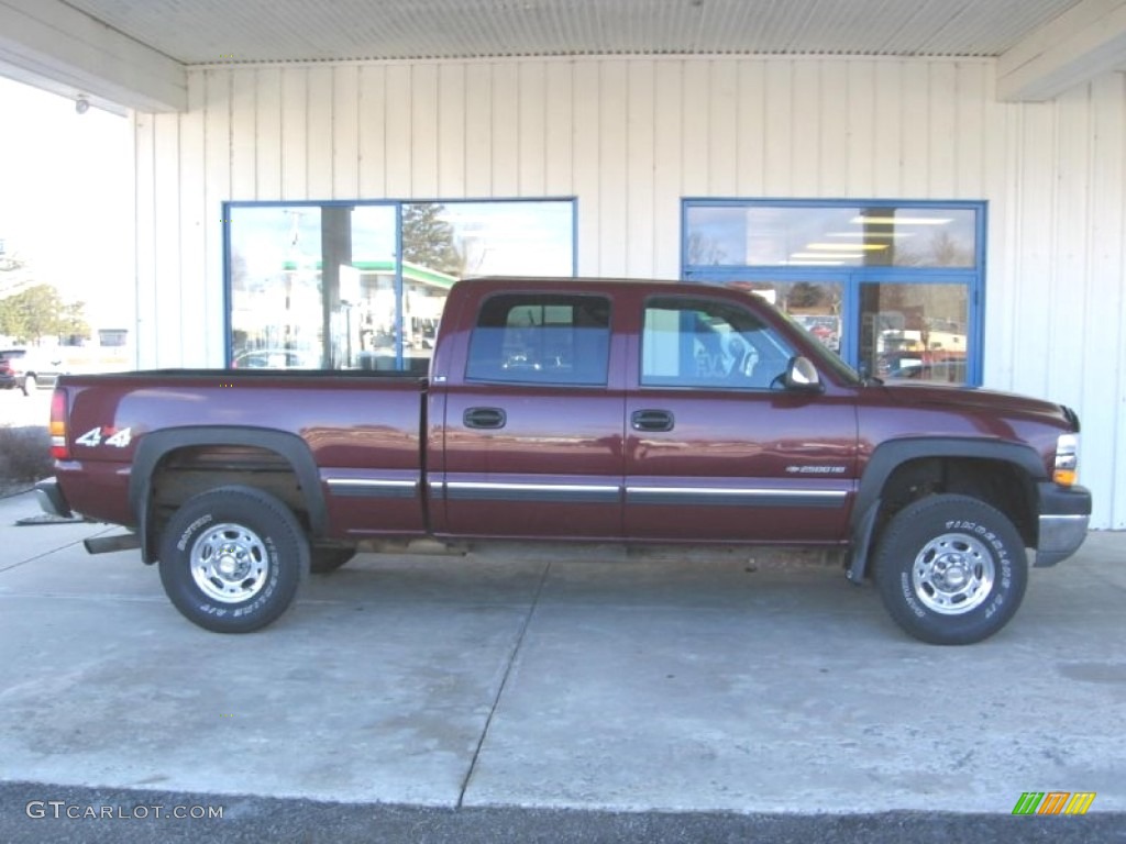 Dark Carmine Red Metallic 2002 Chevrolet Silverado 2500 LS Crew Cab 4x4 Exterior Photo #76993483