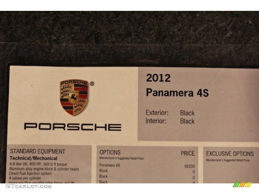 2012 Porsche Panamera 4S Window Sticker Photo #76999416
