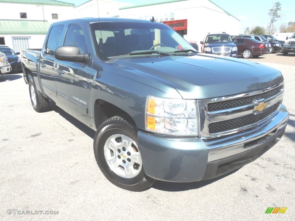 2009 Silverado 1500 LS Crew Cab - Blue Granite Metallic / Ebony photo #1