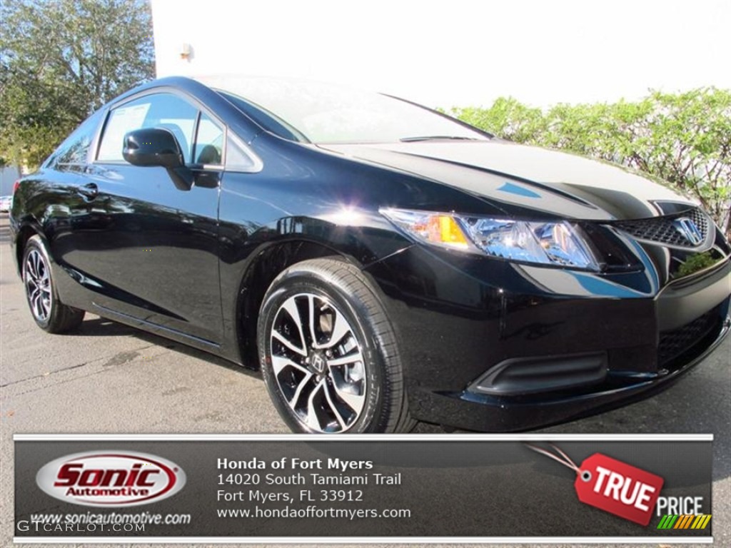 2013 Civic EX Coupe - Crystal Black Pearl / Gray photo #1