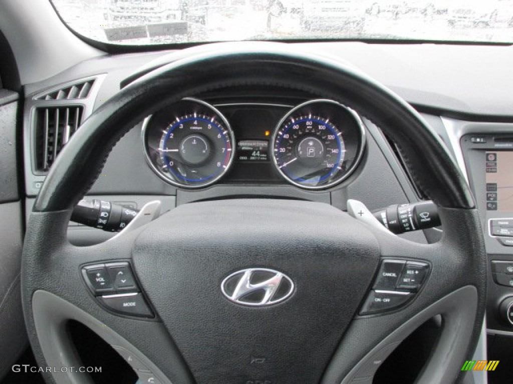 2011 Hyundai Sonata SE Gray Steering Wheel Photo #77008788