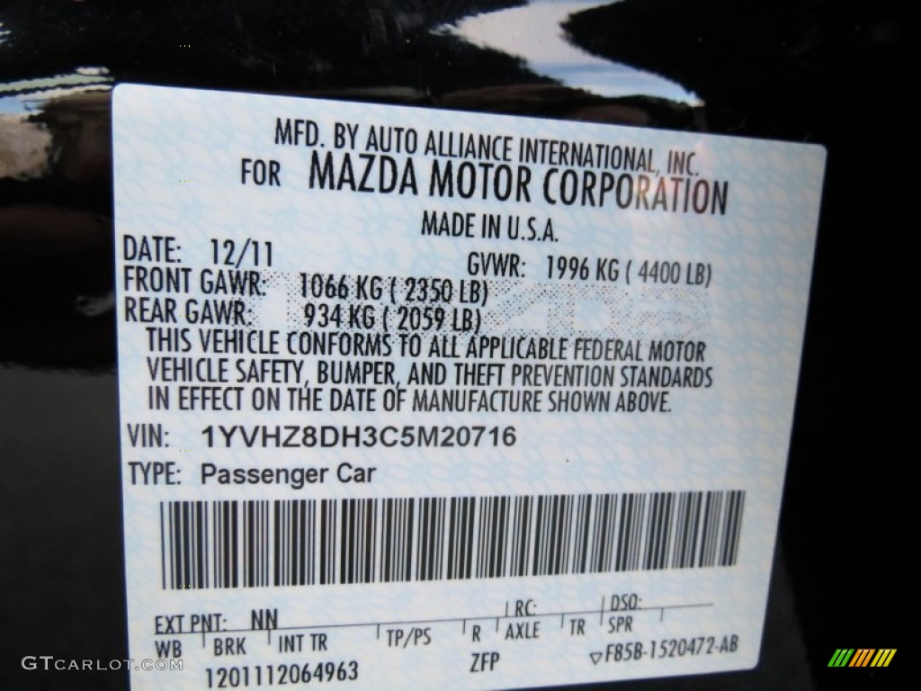 2012 MAZDA6 i Touring Sedan - Ebony Black / Black photo #22
