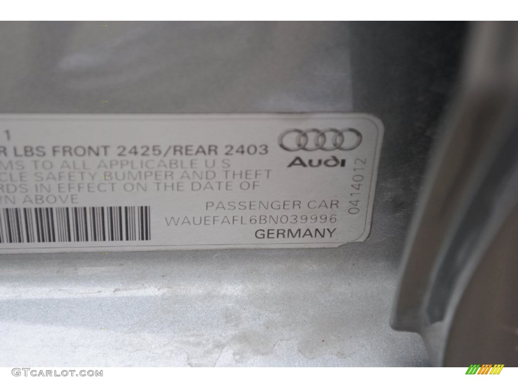 2011 A4 2.0T Sedan - Quartz Grey Metallic / Black photo #36