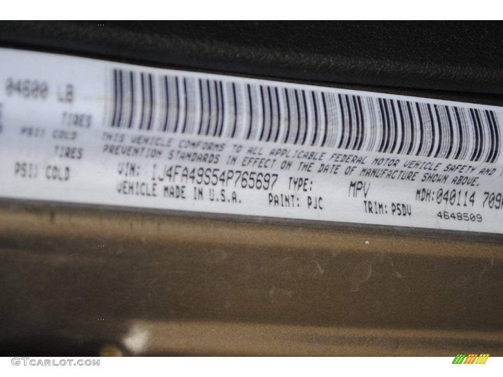 2004 Jeep Wrangler Unlimited 4x4 Color Code Photos